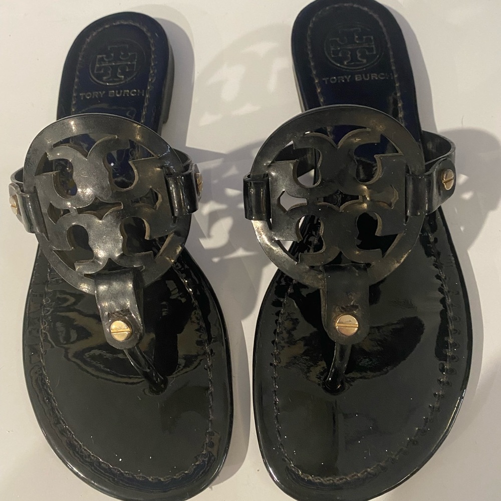 Tory Burch Miller Black Patent Sandals